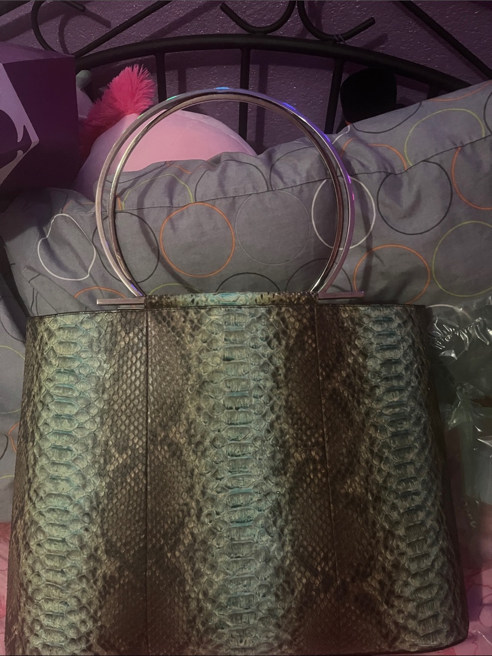 Salvatore Ferragamo Snakeskin 🐍 Tote Bag with gold Ring Handles